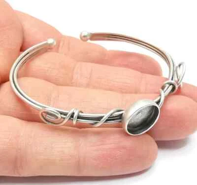 Pulsera Brazalete en Blanco Plata Ajustable Brazalete Latón en Blanco 12mm G34883 Foto 1 de 4