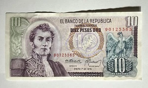 COLOMBIA NOTE 10 PESOS 1 DE 1978 - Picture 1 of 2