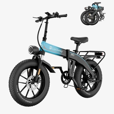 Bicicleta Eléctrica Plegable Luckeep 1500W Peak 32MPH 20" Neumático Graso City Carga Ebike Foto 1 de 4