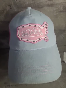 RAR! Von Dutch Truckermütze blau Cord/rosa USA mit Strass Druckknopflasche  - Bild 1 von 7