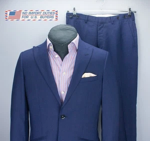Reiss LINDEN 2 Pcs Suit Mens Navy Blue Striped 36 Jacket 30W Trousers Wool Blend - Picture 1 of 24