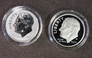 2015 W Proof and P Reverse proof silver Roosevelt dimes 10C. 75K mintage! cc3 - Picture 1 of 2