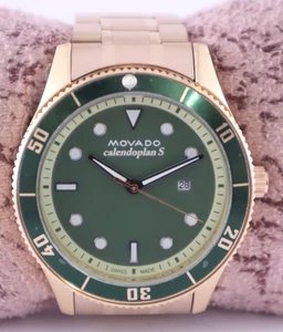 Casual MOVADO Quartz Men Rotating Bezel Green Dial 'Date' All Working Wristwatch - Picture 1 of 8
