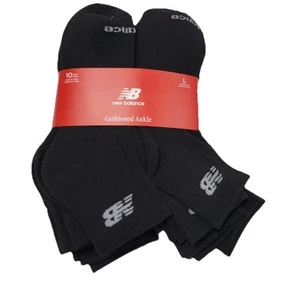 New Balance Para Hombre - 10 Pares Cojín Tobillo Negro Calcetines Soporte Arco Talla L 9-12 - Imagen 1 de 3