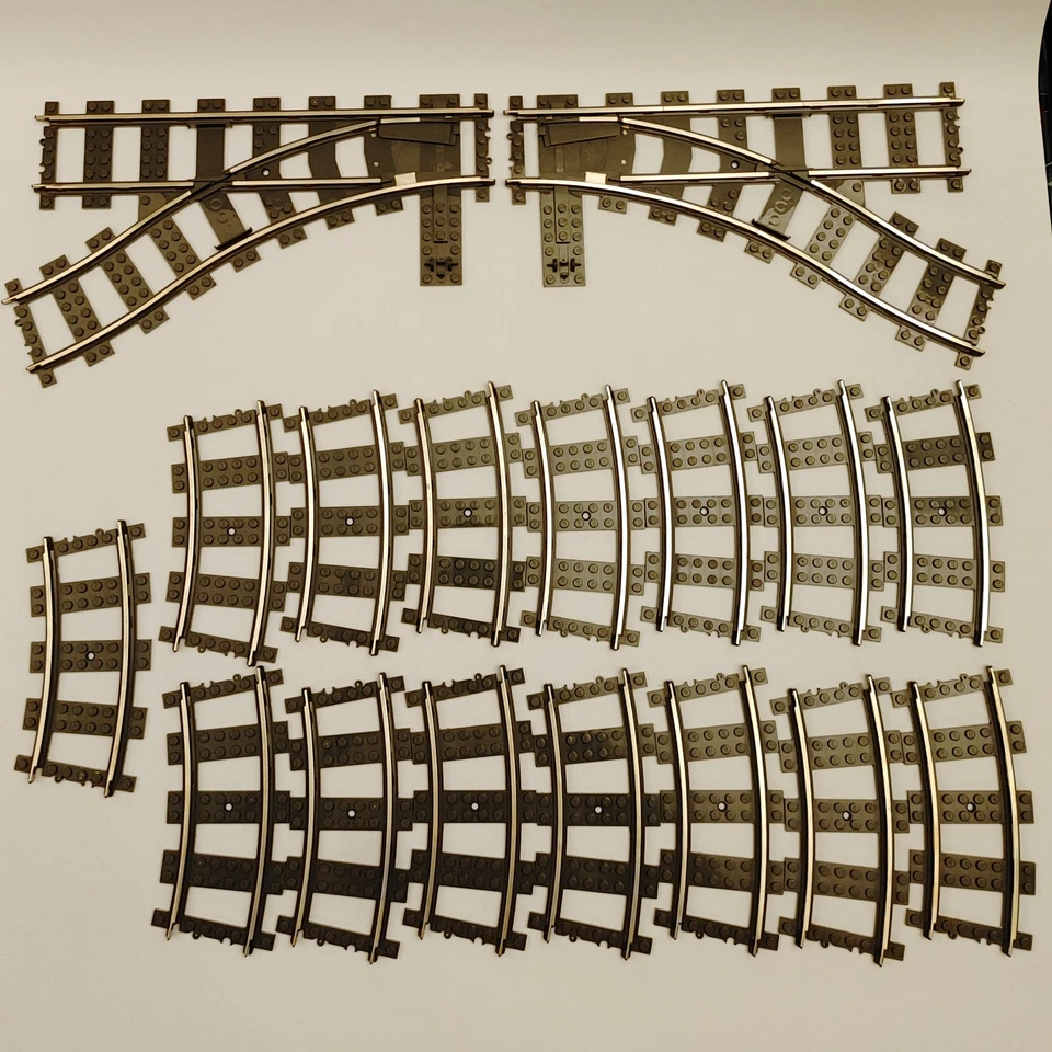 De colección Lego Eléctrico 9v Curvo Tren Pista/Interruptor Pista Lote Metal Curvo Riel Foto 1 de 4
