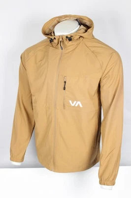 RVCA Men's Kevin Hooded Jacket Medium Full Zip Woven Hoodie Beige Brown COP - Image 1 of 4
