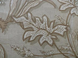 3.8Y BRUNSCHWIG & FILS LES FEULLES VIVANTES PRINT COTTON/LINEN BROWN CREAM #1024 - Picture 1 of 9