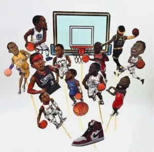 14pcs Basketball Players Cake Topper Happy Birthday Basketball Cupcake Topper - Picture 1 of 1