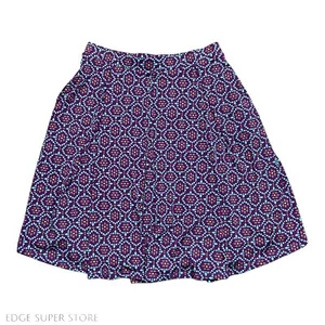 Lularoe Purple Teal Floral Print A Line Elastic Waist Stretch Skirt Size Medium - Picture 1 of 5