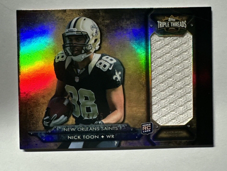 2012 Topps Triple Threads Nick Toon RC Jersey Card #/75 Saints - Image 1 of 2