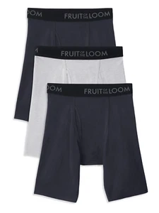 Fruit of the Loom Men'S Breathable Cotton Micro-Mesh Long Leg Boxer Briefs, 3 Pa - Picture 1 of 11