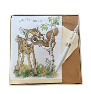 Vintage American Greetings Cards Sweet Just Between Us Deer 10 Cards New - Picture 1 of 5