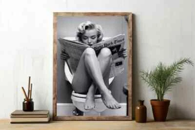 Funny Marilyn Monroe Bathroom Poster Black and White Toilet Print Bathroom Decor - Image 1 of 2