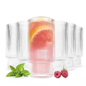 6 bicchieri da cocktail impilabili 330 ml bicchieri da succo scanalati bicchieri da long drink bicchieri - Foto 1 di 5