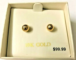 BRAND NEW 6 mm BALL STUD EARRINGS, 10 KARAT YELLOW GOLD , EXCELLENT GIFT IDEA - Picture 1 of 2