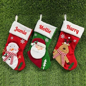 Personalised Christmas Stocking Luxury Name Xmas Santa Sack Large Sock Reindeer - Picture 1 of 18