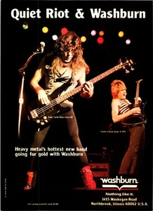 Guitarra Washburn De Colección 1984 Estampado en Crema Anuncio Decoración de Pared Silencioso Riot Sarzo Cavazo - Imagen 1 de 1