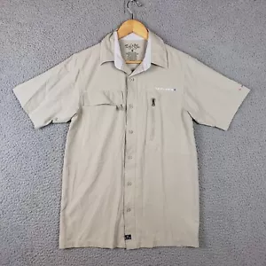 SALT LIFE SLX UVAPOR Beige STRETCH VENTED BUTTON UP FISHING SHIRT Mens Small - Picture 1 of 7