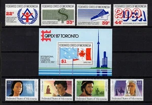 MICRONESIA, SCOTT # 56-58 & C28-C33, FULL SET OF 9 MNH YEAR 1987 WITH AIRMAILS - Picture 1 of 1