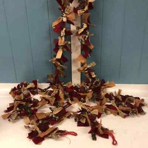 2 x 84” Red Kraft Tan Green Plaid Burlap Garland accent Christmas Tree swag rag - Picture 1 of 5