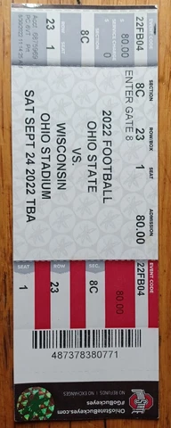 2022 Ohio State Buckeyes vs Wisconsin Badgers Football Ticket Stub Cover