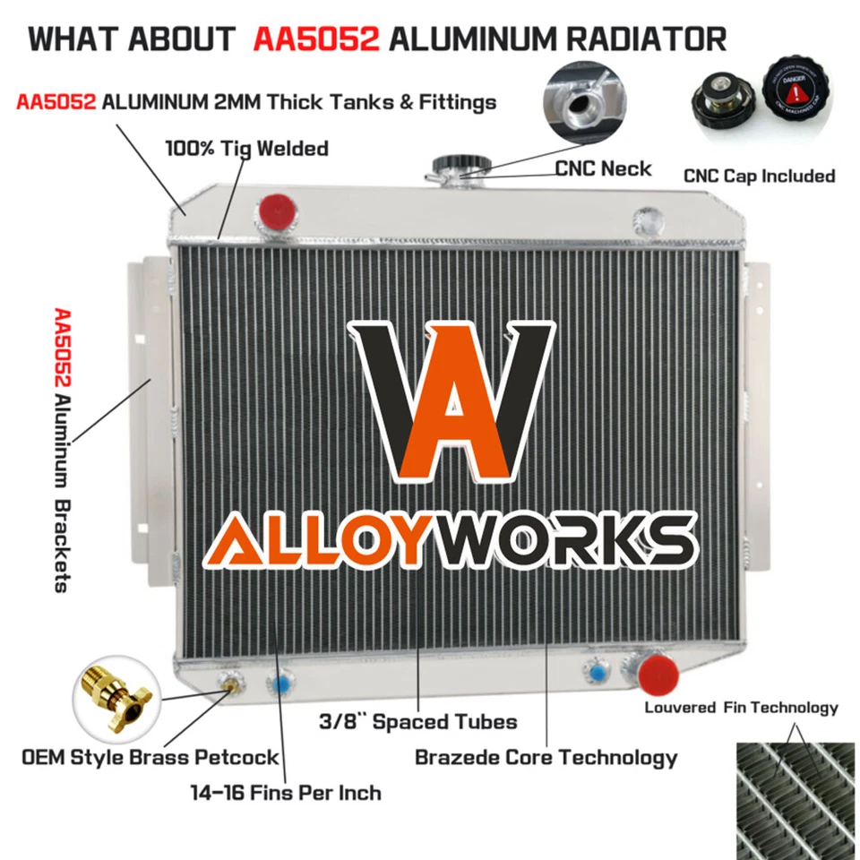 Radiador de EE. UU. 3 filas apto 1971-1979 Dodge B/D/W 100 200 300 CB300 PB100 PICKUP AT MT Foto 1 de 4