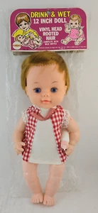 Vintage Mego Drink and Wet Baby Puppe Vinyl Kopf verwurzeltes Haar 12 Zoll - Bild 1 von 20