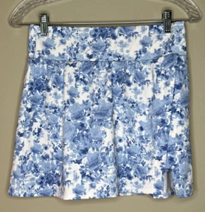 Shabby Chic Skort Womens Sz M Blue White Floral Print Active Pull On - Picture 1 of 5