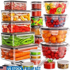 40 PCS Airtight Food Storage Containers Leakproof Meal Prep Microwave Safe New - Picture 1 of 7