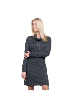 Kuhl Women's Lea Size XL Heathered Gray Cowl Neck Long Sleeve Dress - Picture 1 of 13