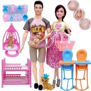 Barbie Happy Family Kids pregnant Mom Midge Girl Baby Dad Toys For Kids Gift - Picture 1 of 12