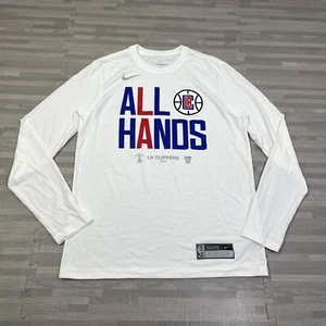 Nike Dri-Fit NBA Los Angeles Clippers Long Sleeve Shirt Mens Large White - Picture 1 of 9