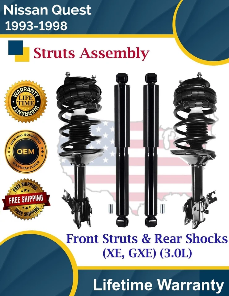 Nuevos puntales delanteros y amortiguadores traseros OE para Nissan Quest 1993-1998 garantía de por vida Foto 1 de 4