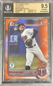 2022 Bowman Draft 1st Edition Brooks Lee 1st Bowman Orange Foil BGS 9.5 Gem Mint - Picture 1 of 2