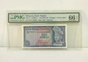 1972(ND)Malaysia 1 Ringgit P-7 "GABENUR" Banknote PMG 66 EPQ - Picture 1 of 2