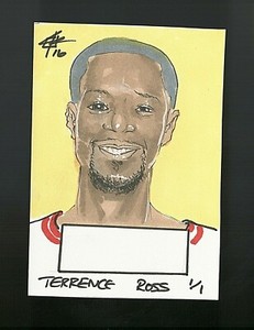 2016 TERRENCE ROSS 1/1 PORTRAIT SKETCH ART CARD BY ARTIST JON RADEMACHER =L1151=
