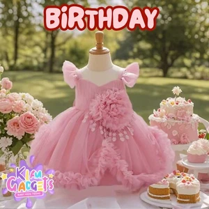 FLOWER BABY GIRL DRESS PARTY Gown Baptism Wedding Birthday GIRLS TODDLER DRESS - Picture 1 of 23
