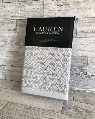 New Set of 2 Ralph Lauren Estella Trellis Cream King Pillowcases MSRP $170 - Image 1 of 3