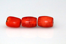 3 Matching Vintage Dyed Red  Coral Beads. Old Coral Beads  #G390