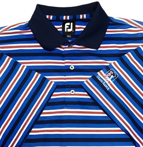 E74 FootJoy blau weiß rot gestreift Craig Ranch Golf Polo Herren L Polyestermischung - Bild 1 von 7