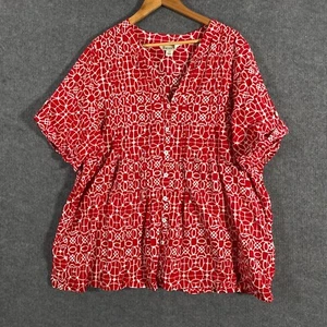 BeMe Shirt Womens 22 Plus Red White Top Button Up Event Formal Career Ladies 5O - Picture 1 of 10