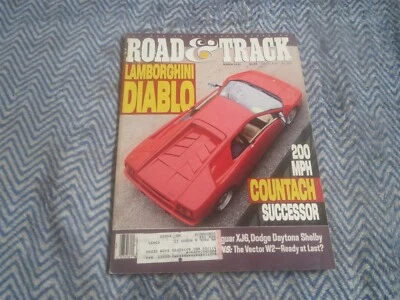 MARCH 1990 ROAD & TRACK MAGAZINE LAMBORGHINI DIABLO DODGE DAYTONA SHELBY VECTOR  - Image 1 of 4