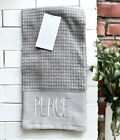 Wendy Bellissimo Kitchen Towels Gray W/ Embroidered "Peace" 100% Cotton  2 Pack