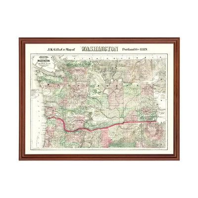 Old Map of Washington 1889 - Vintage Washington Art - Image 1 of 4