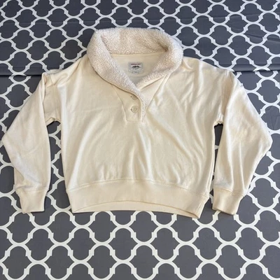 Sudadera para mujer American Eagle color crema cuello sherpa Henley talla XS Foto 1 de 4
