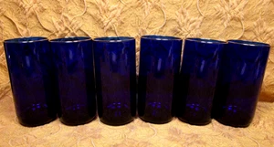 6 Libbey Metropolitan Kobaltblau 5 7/8"h Glas Becher - 16oz. cap. mit Goldrand - Bild 1 von 4