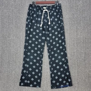 Roxy Pants Womens Medium Black Geometric Oceanside Linen Blend Drawstring - Picture 1 of 16