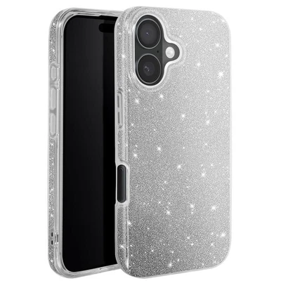 Avizar Coque à Paillettes pour iPhone 16 Antichoc Scintillant Argent - Photo 1/4