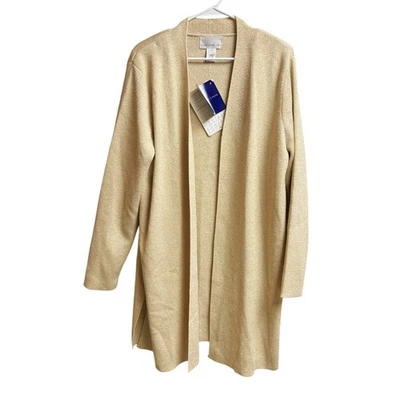 Cárdigan Susan Graver Estilo Metálico Dorado Frente Abierto X-Grande  Foto 1 de 4