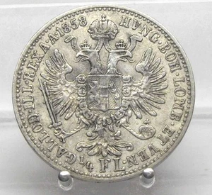 1/4 Florin 1858 A, Franz Joseph, Wien, Silber .900 - Picture 1 of 2